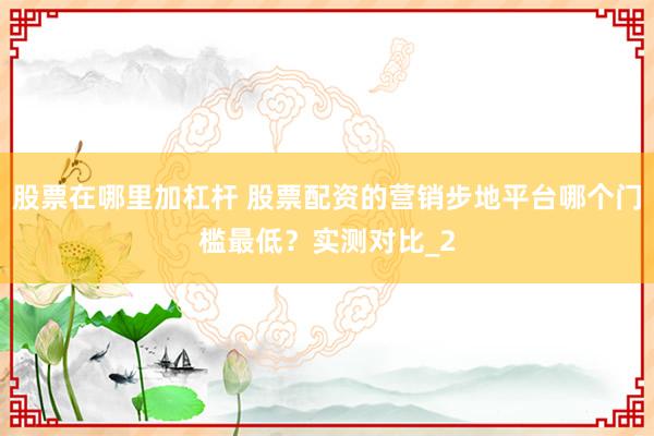 股票在哪里加杠杆 股票配资的营销步地平台哪个门槛最低？实测对比_2