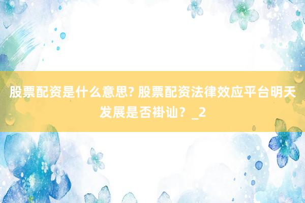 股票配资是什么意思? 股票配资法律效应平台明天发展是否褂讪？_2