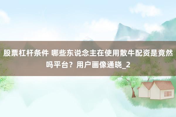股票杠杆条件 哪些东说念主在使用散牛配资是竟然吗平台？用户画像通晓_2