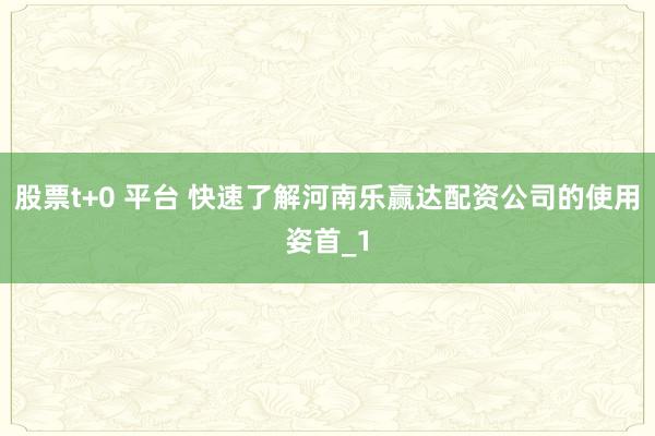 股票t+0 平台 快速了解河南乐赢达配资公司的使用姿首_1