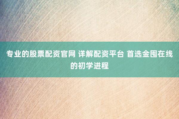 专业的股票配资官网 详解配资平台 首选金囤在线的初学进程