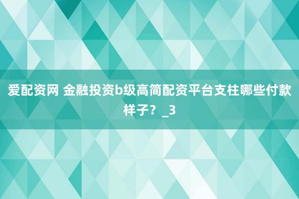爱配资网 金融投资b级高简配资平台支柱哪些付款样子？_3