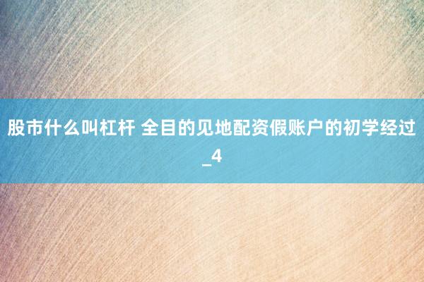 股市什么叫杠杆 全目的见地配资假账户的初学经过_4