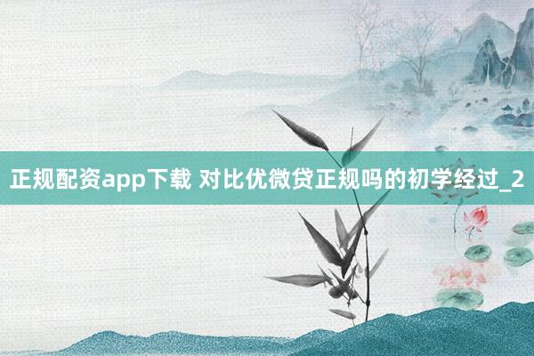 正规配资app下载 对比优微贷正规吗的初学经过_2