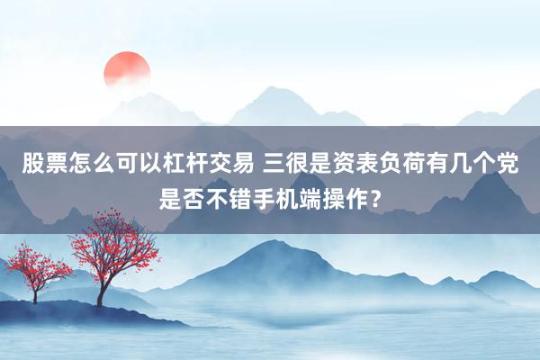 股票怎么可以杠杆交易 三很是资表负荷有几个党是否不错手机端操作？