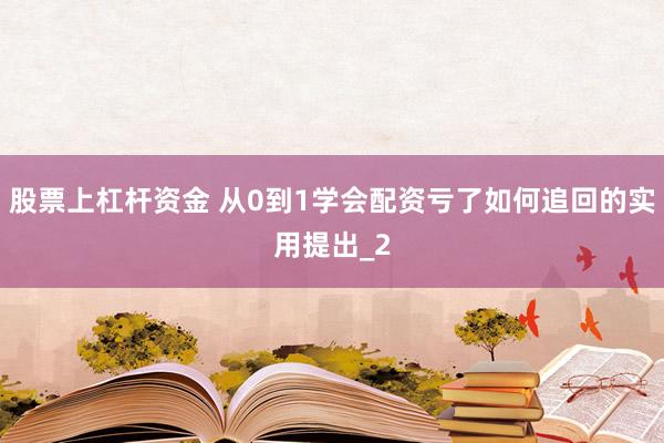 股票上杠杆资金 从0到1学会配资亏了如何追回的实用提出_2