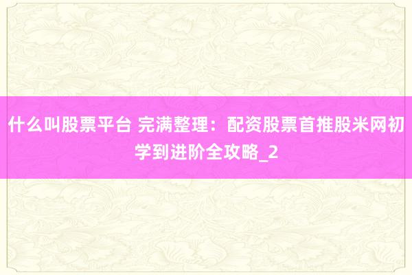 什么叫股票平台 完满整理：配资股票首推股米网初学到进阶全攻略_2