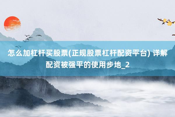 怎么加杠杆买股票(正规股票杠杆配资平台) 详解配资被强平的使用步地_2