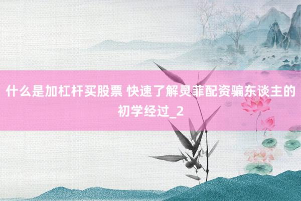 什么是加杠杆买股票 快速了解灵菲配资骗东谈主的初学经过_2