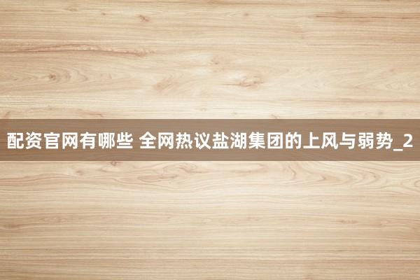 配资官网有哪些 全网热议盐湖集团的上风与弱势_2