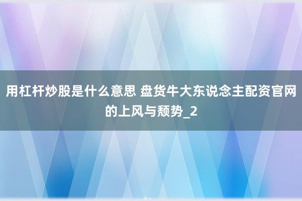 用杠杆炒股是什么意思 盘货牛大东说念主配资官网的上风与颓势_2