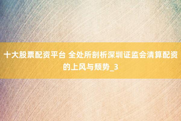 十大股票配资平台 全处所剖析深圳证监会清算配资的上风与颓势_3