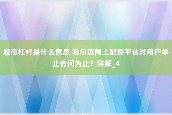 股市杠杆是什么意思 哈尔滨网上配资平台对用户举止有何为止？详解_4