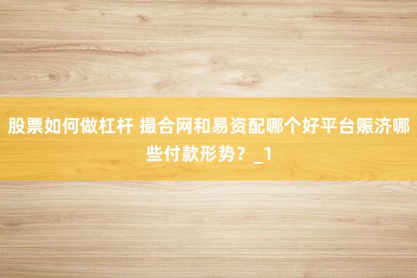 股票如何做杠杆 撮合网和易资配哪个好平台赈济哪些付款形势?_1