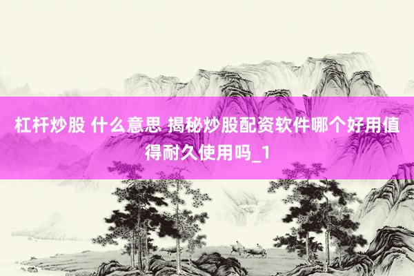 杠杆炒股 什么意思 揭秘炒股配资软件哪个好用值得耐久使用吗_1