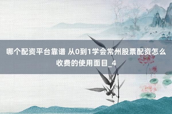 哪个配资平台靠谱 从0到1学会常州股票配资怎么收费的使用面目_4