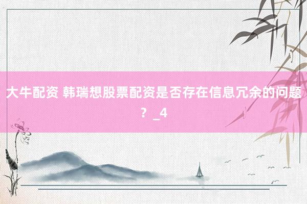 大牛配资 韩瑞想股票配资是否存在信息冗余的问题？_4