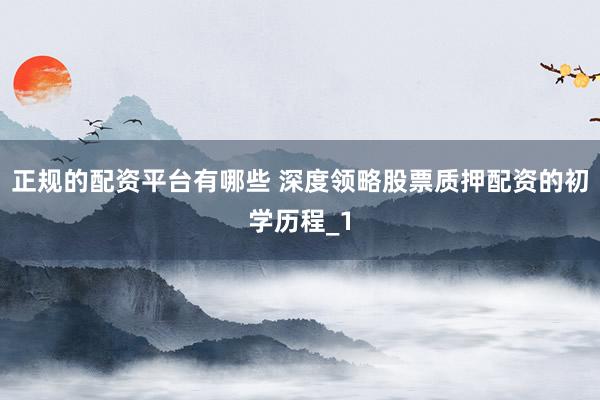 正规的配资平台有哪些 深度领略股票质押配资的初学历程_1