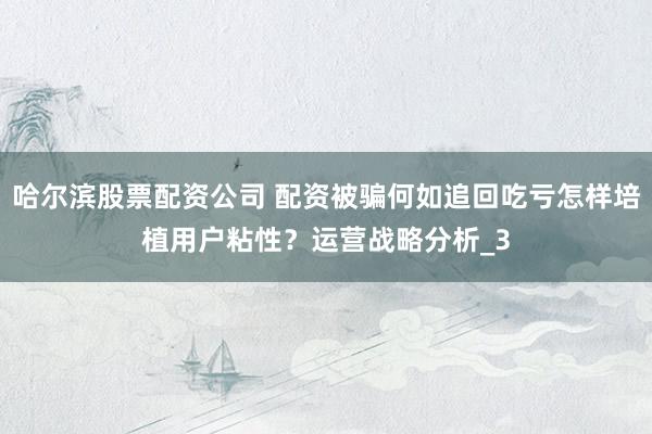 哈尔滨股票配资公司 配资被骗何如追回吃亏怎样培植用户粘性？运营战略分析_3