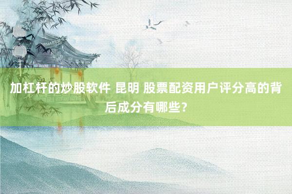 加杠杆的炒股软件 昆明 股票配资用户评分高的背后成分有哪些？