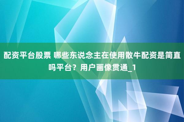 配资平台股票 哪些东说念主在使用散牛配资是简直吗平台？用户画像贯通_1
