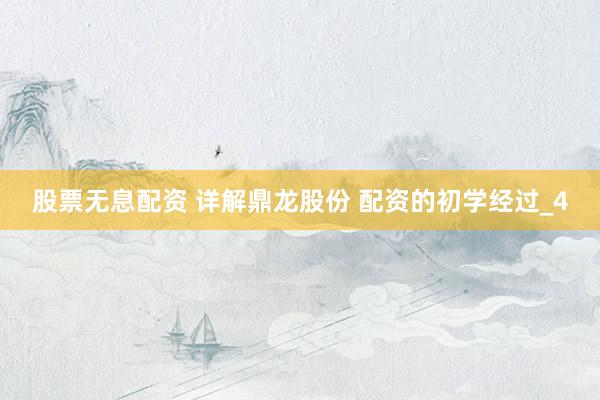 股票无息配资 详解鼎龙股份 配资的初学经过_4