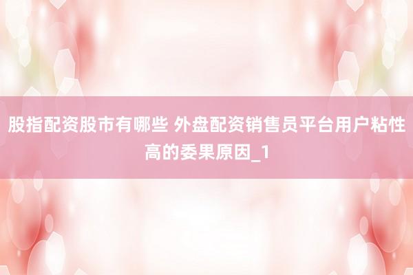 股指配资股市有哪些 外盘配资销售员平台用户粘性高的委果原因_1
