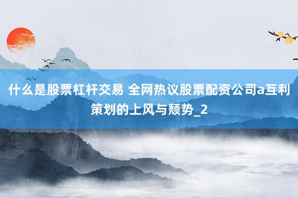 什么是股票杠杆交易 全网热议股票配资公司a互利策划的上风与颓势_2