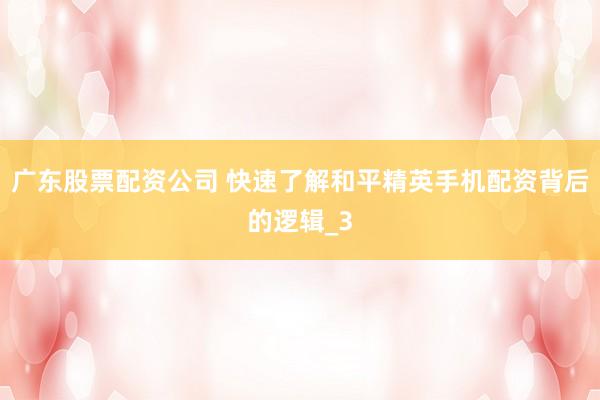 广东股票配资公司 快速了解和平精英手机配资背后的逻辑_3