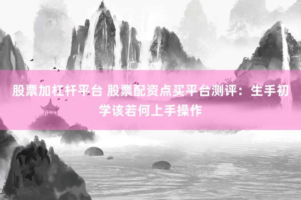 股票加杠杆平台 股票配资点买平台测评：生手初学该若何上手操作