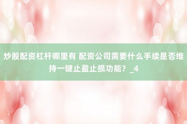 炒股配资杠杆哪里有 配资公司需要什么手续是否维持一键止盈止损功能？_4