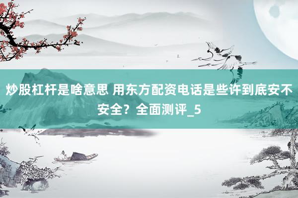 炒股杠杆是啥意思 用东方配资电话是些许到底安不安全？全面测评_5