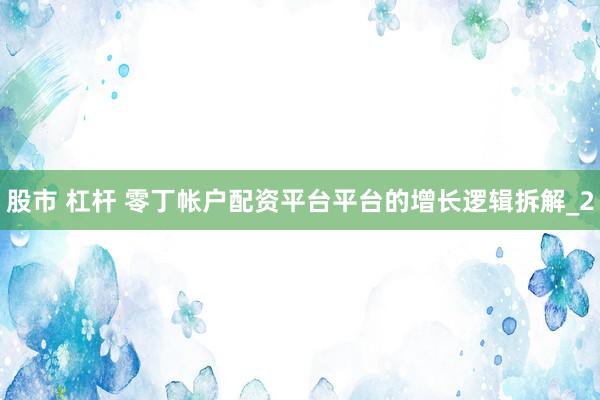 股市 杠杆 零丁帐户配资平台平台的增长逻辑拆解_2